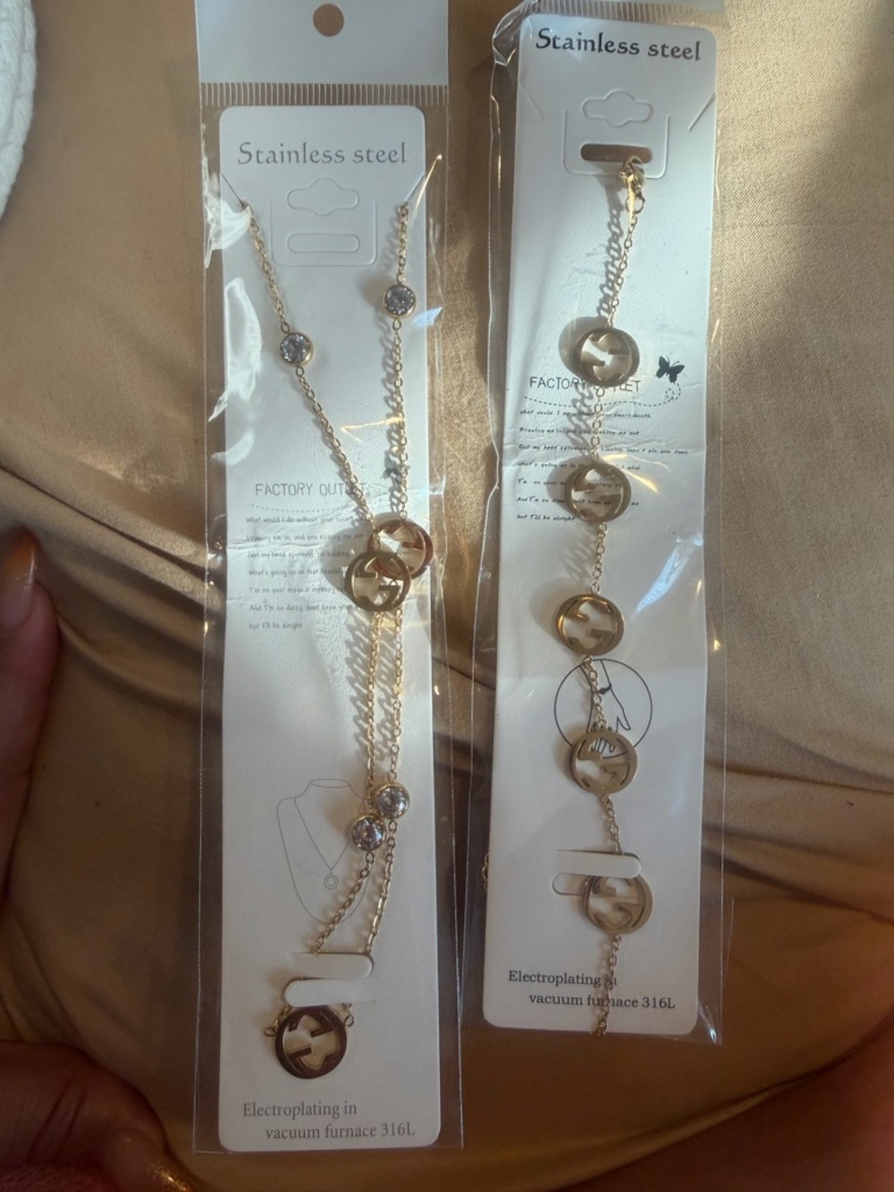 Gold Stainless Steel Women's Pendant Necklace - Elegant Circles